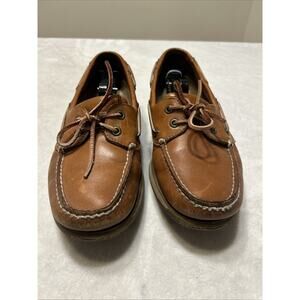 Rockport Shoes Men’s Size 9.5 W Brown Boat Shoes Eyelet Leather Casual